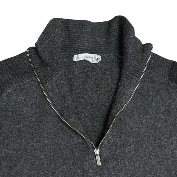 Smartwool 1/4 Zip Mens Large Charcoal Pullover Sweater 100% Merino Wool - Picture 6 of 12
